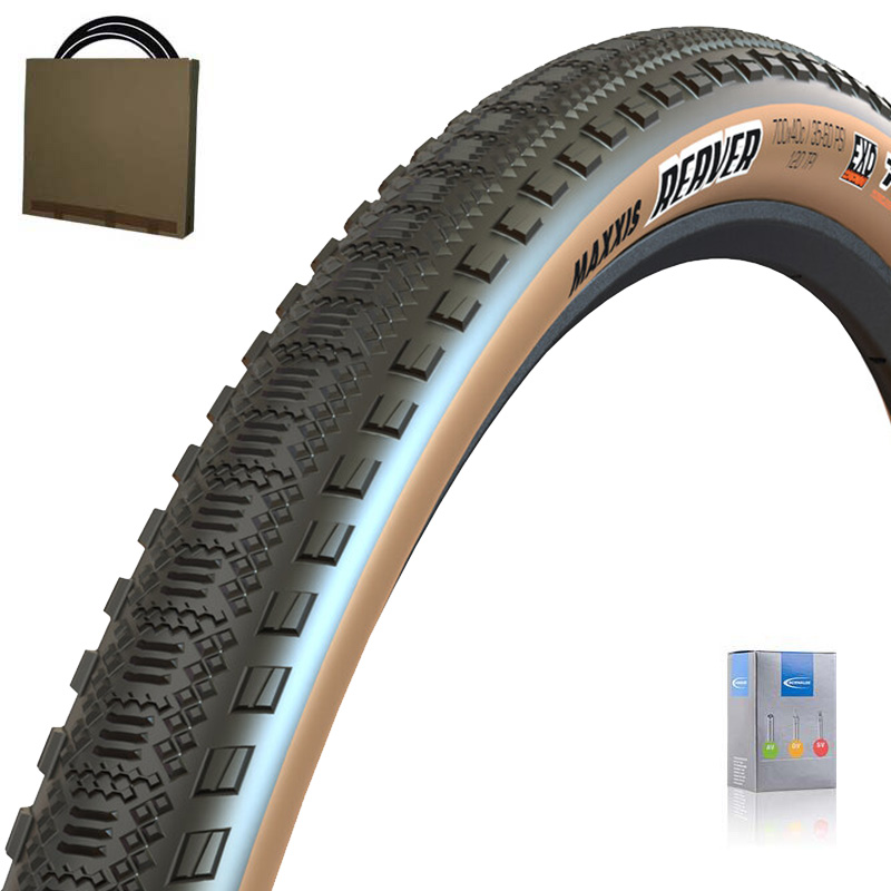 MAXXIS Gravelbike Reifen 28x1.50 | 40-622 Reaver EXO schwarz/braun mit SV Schlauch 50mm