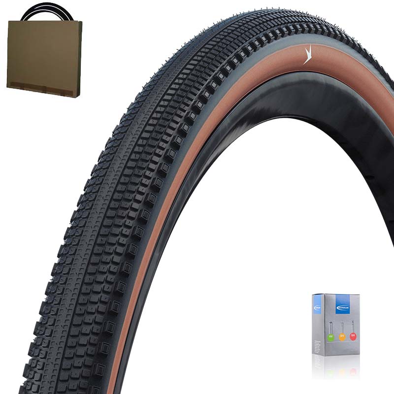 SCHWALBE Gravelbike Reifen 28x1.50 | 40-622 G-One Comp HS634 Draht schwarz/bronze mit SV Schlauch