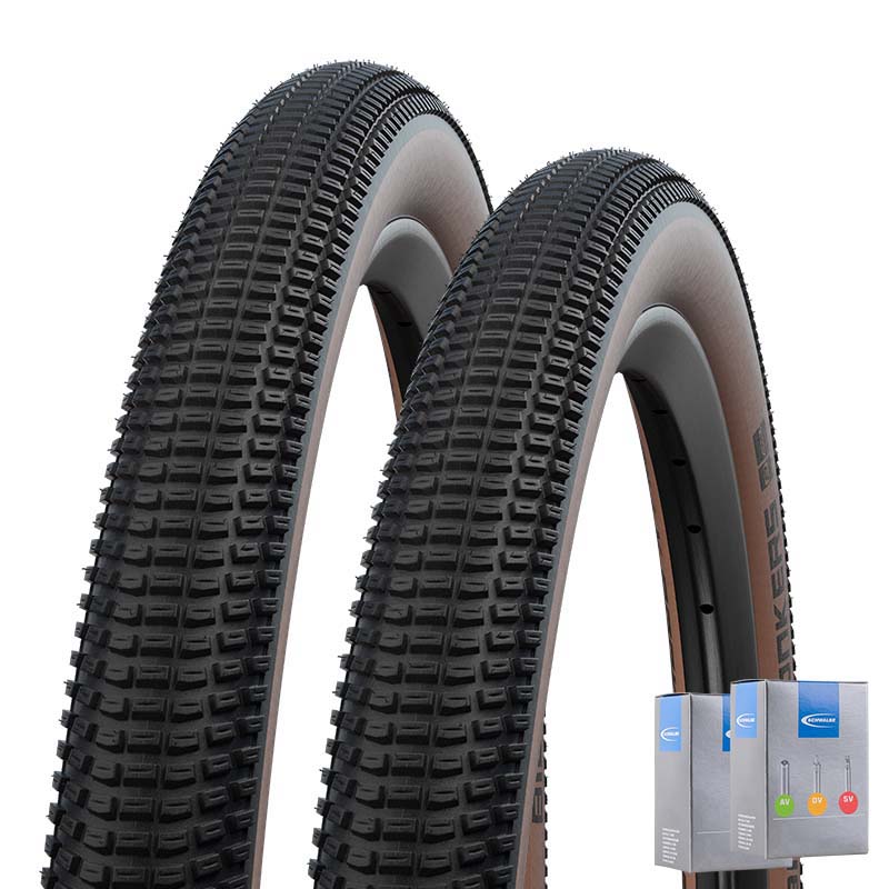 2x SCHWALBE Dirt Reifen Billy Bonkers 18x2.00 | 50-355 HS600 Addix faltbar schwarz bronze mit AV Schlauch