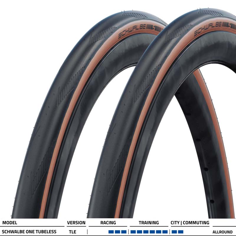  2x SCHWALBE Rennrad Reifen Falt ONE 32-622 | 700x32C RaceGuard HS462 Tubeless TLE schwarz/bronze 