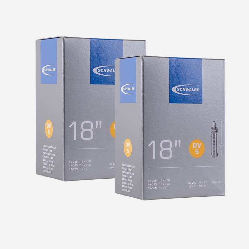 2x SCHWALBE Fahrradschlauch 18 Zoll DV5 32/47-355/400 Blitzventil 