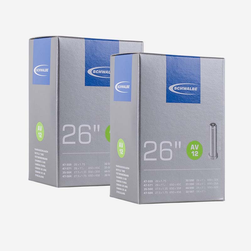 2x SCHWALBE Schlauch 26 Zoll AV12 26 Zoll | 32/44-590 Autoventil 40mm 