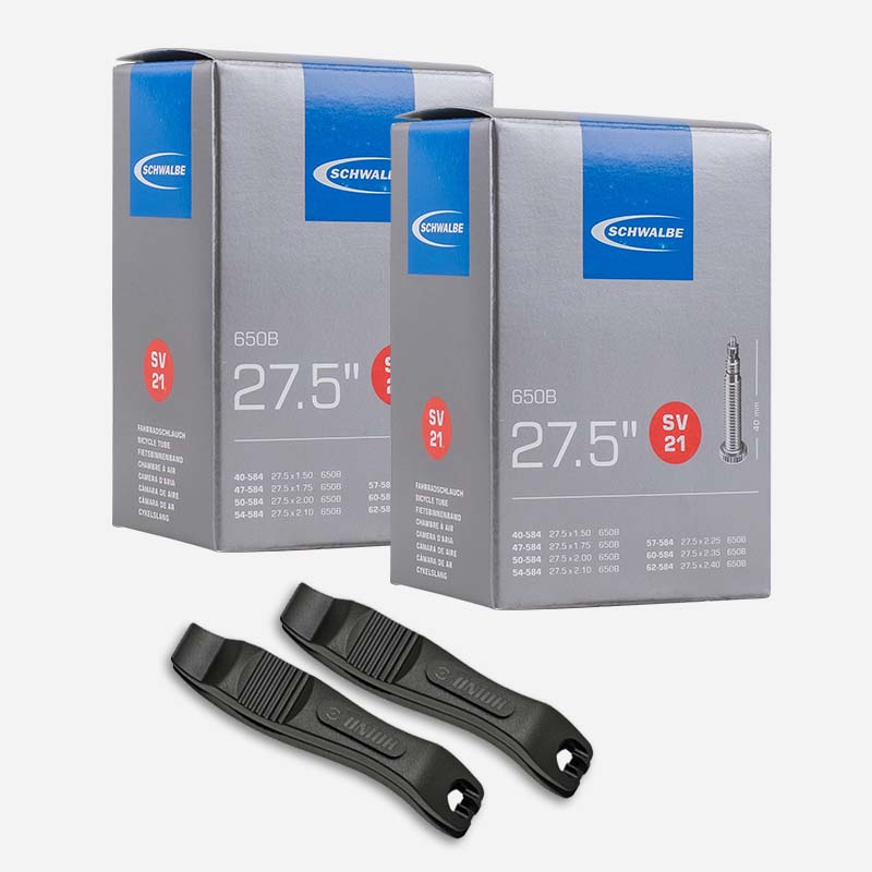 2x SCHWALBE Fahrradschlauch 27,5 Zoll SV21 40/62-584 Sclaverand mit Reifenheber