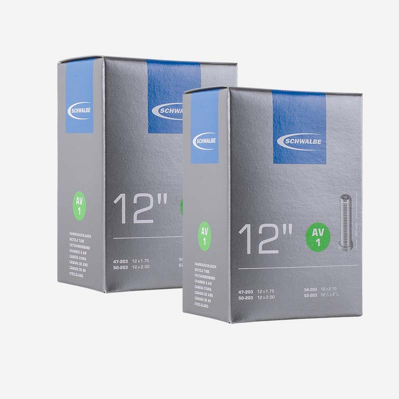 2x SCHWALBE Fahrradschlauch 12 Zoll AV1 47/62-203 Autoventil 