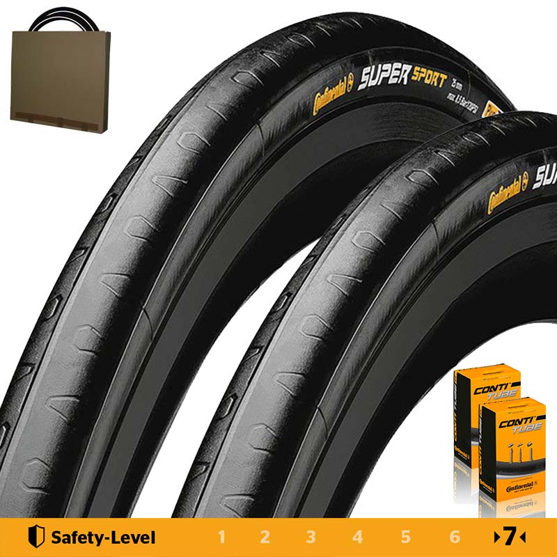 2x CONTINENTAL Reifen 27x1 1/4 | 32-630 Super Sport Plus Pannenschutz schwarz mit SV Schlauch