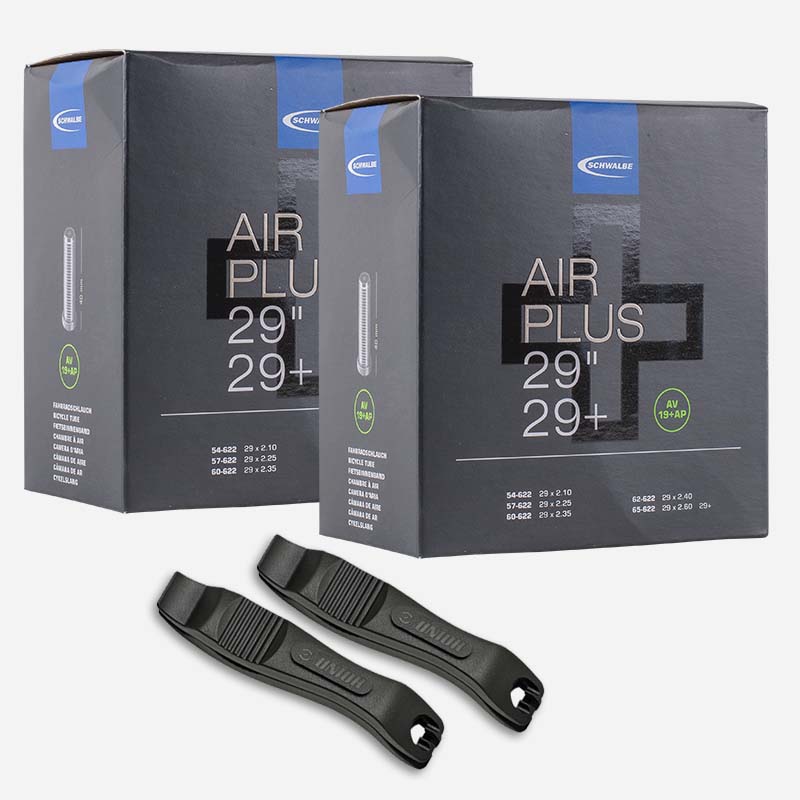 2x SCHWALBE MTB & SUV Schlauch Air Plus AV19+ AP 29 Plus Zoll 54/65-622 Autoventil mit Reifenheber