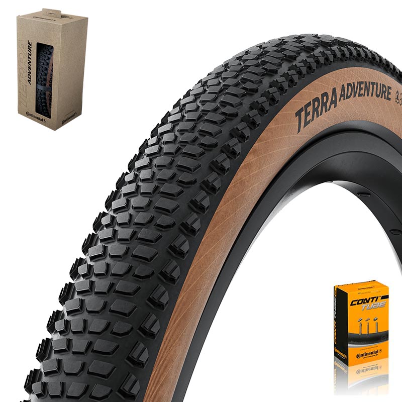 Continental Gravel Reifen 28x2.00 | 50-622 Terra Adventure schwarz/bronze mit SV Schlauch