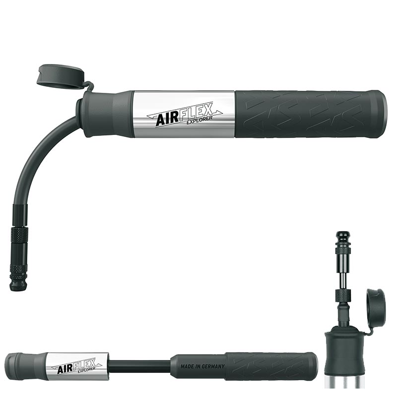 SKS Minipumpe AIRFLEX EXPLORER herausziehbarem Schlauch AV SV silber