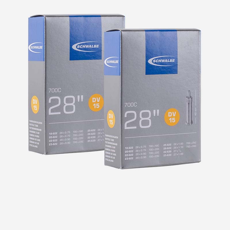2x SCHWALBE Schlauch DV15 28 Zoll | 18/28-622/630 Blitzventil 