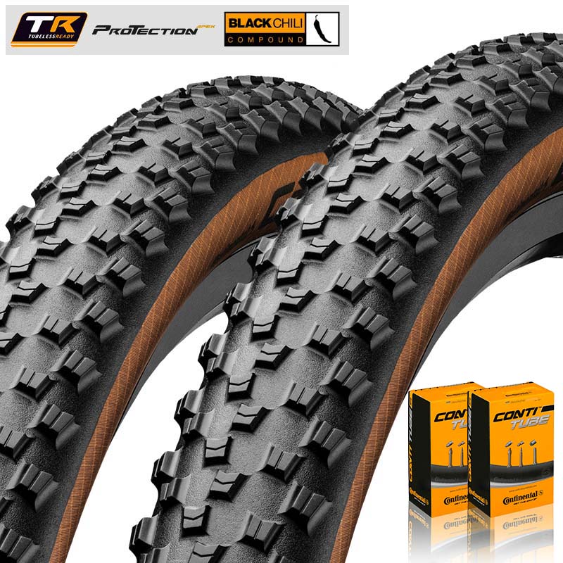 2x CONTINENTAL MTB Reifen 26 - 29 Zoll Cross King ProTection BlackChili schwarz/bronze | Schlauch wählbar