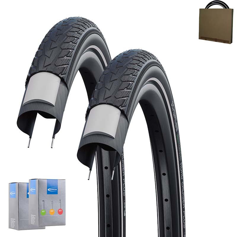 2x SCHWALBE Reifen Road Cruiser Plus 28x2.15 | 55-622 HS484 Pannenschutz Reflex mit SV Schlauch