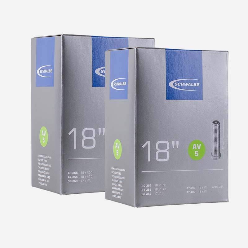 2x SCHWALBE Fahrradschlauch 18 Zoll AV5 32/47-355/400 Autoventil 