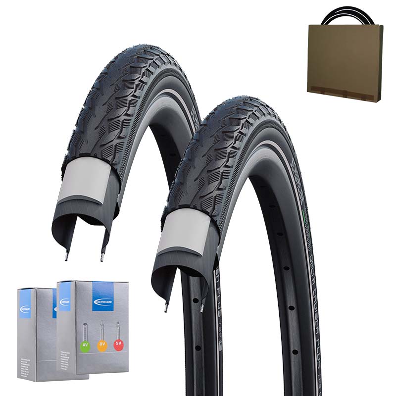 2x SCHWALBE City Reifen Delta Cruiser Plus 28x1.75 | 47-622 HS431 schwarz Reflex mit SV Schlauch