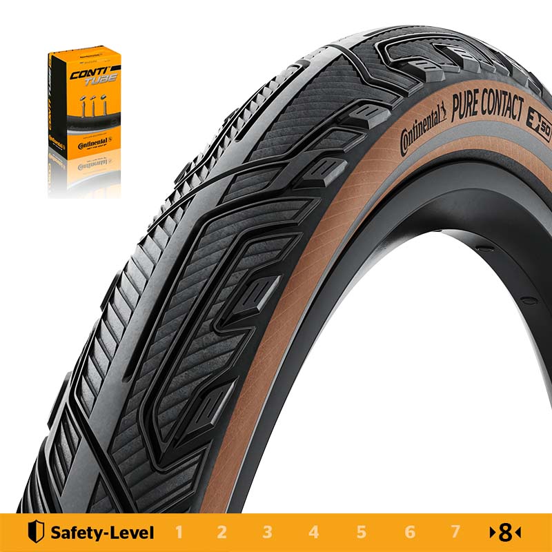 CONTINENTAL Reifen 27.5 - 28 Zoll Pure Contact schwarz braun Reflex Pannenschutz Level 8 | Schlauch wählbar