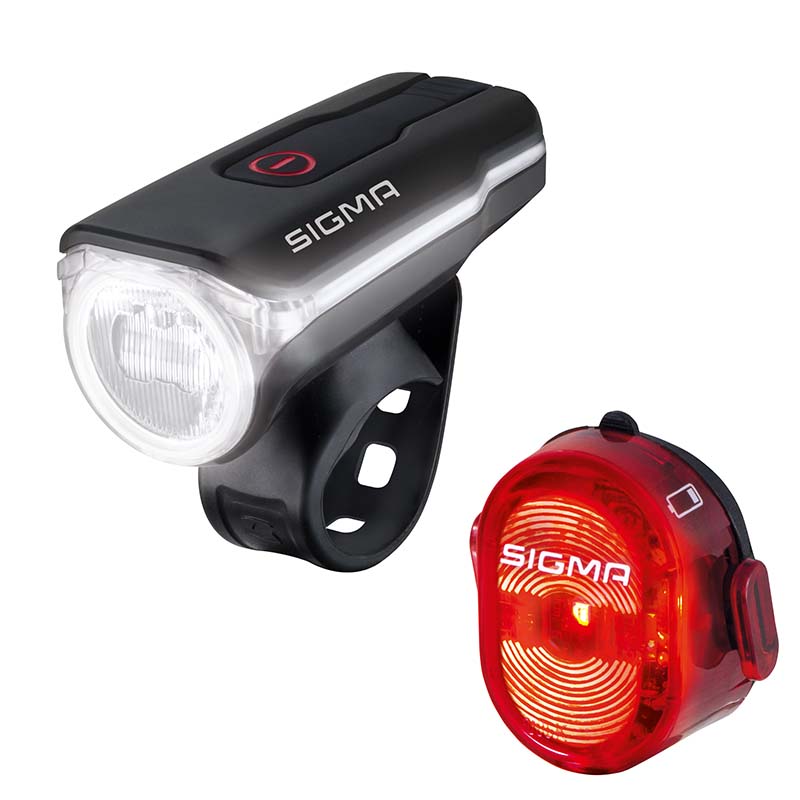 Sigma LED Akku Beleuchtungsset Frontlicht Aura 60 Lux + Rücklicht Nugget II