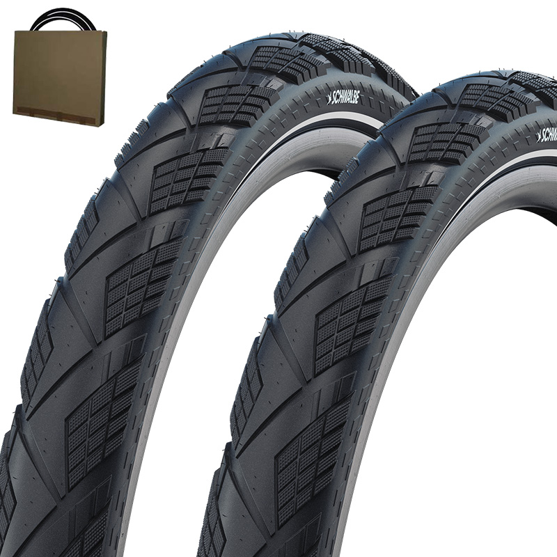 2x SCHWALBE E-Bike Reifen Marathon Efficiency 28x1.35 | 35-622 HS617 Draht schwarz Reflex 