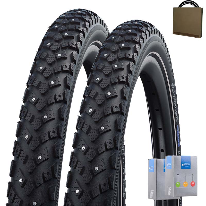 2x SCHWALBE Reifen Winter HS396 16-28 Zoll Spikes Reflex | Schlauch wählbar