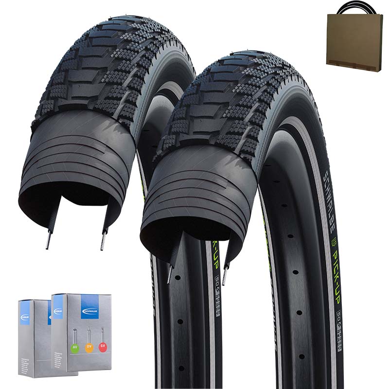 2x SCHWALBE E-Bike Cargo Reifen Pick Up 26x2.60 | 65-559 HS609 Reflex mit SV Schlauch