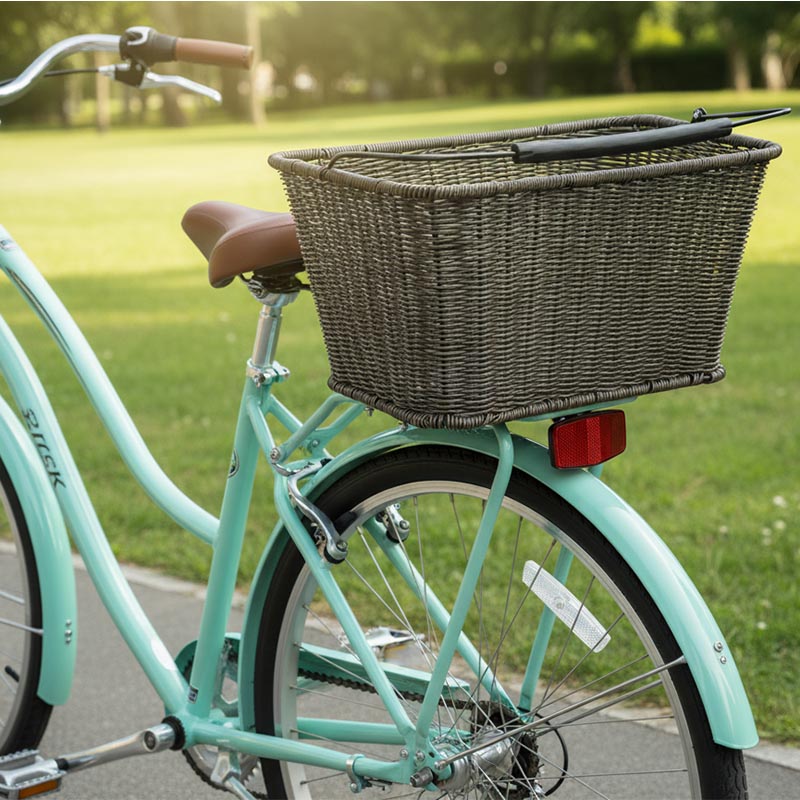 LTJ Fahrrad Gepäckträger Hinterrad Korb Rattan Kunststoff mit Klemmbefestigung