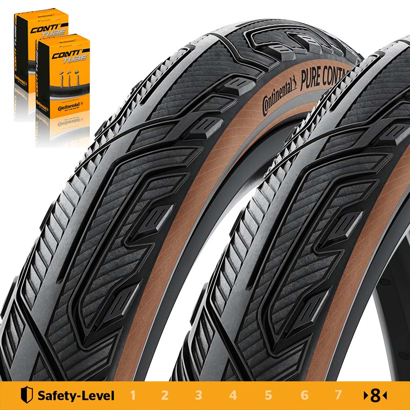 2x CONTINENTAL Reifen 28x1.50 | 40-622 Pure Contact schwarz/coffe Reflex Pannenschutz Level 8
