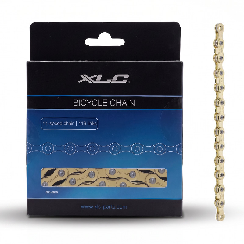 XLC MTB Fahrradkette 11-fach CC-C5 118 Glieder gold kompatibel mit Shimano Kettenschloss