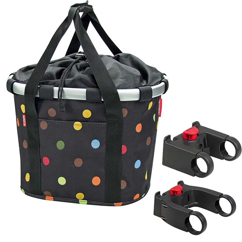 KLICKfix Lenkerkorb Reisenthel Bikebasket Dots schwarz/multicolor | Lenkeradapter wählbar