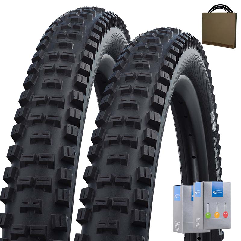 2x SCHWALBE Downhill Reifen Big Betty 29x2.40 | 62-622 HS608 BikePark Addix schwarz mit SV Schlauch
