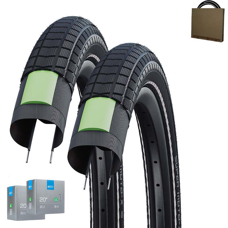 2x SCHWALBE Fatbike Reifen Super Moto-X 20x4.00 | 100-406 HS439 Pannenschutz Reflex | Schlauch wählbar