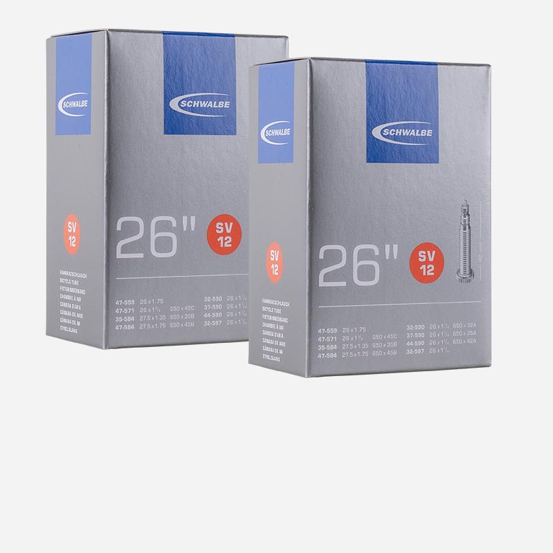 2x SCHWALBE Schlauch 26 Zoll SV12 26 Zoll | 32/44-590 Sclaverand 40mm 