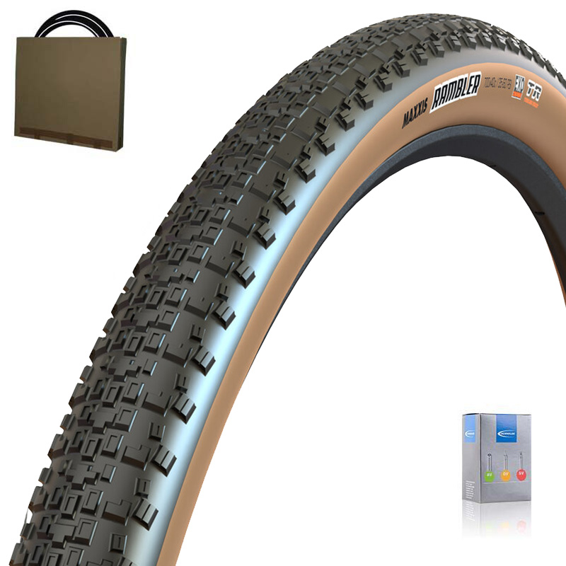 MAXXIS Gravelbike Reifen 28x1.50 | 40-622 Rambler EXO schwarz/braun mit SV Schlauch 50mm