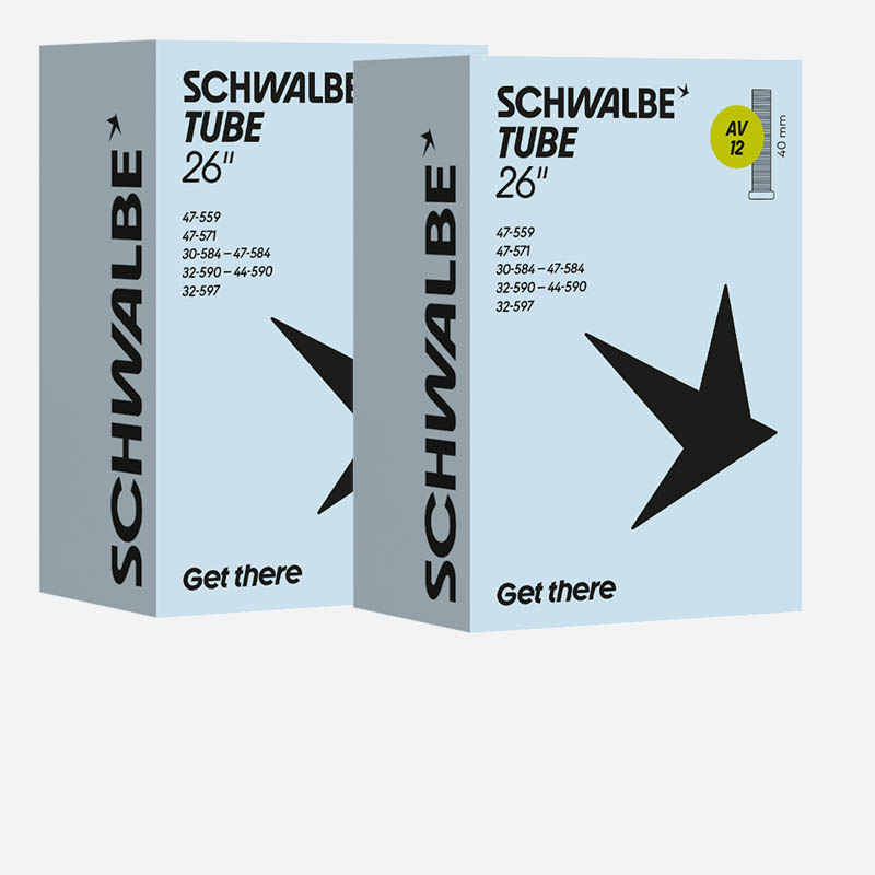 2x SCHWALBE Schlauch 26 Zoll AV12 26 Zoll | 32/44-590 Autoventil 40mm 