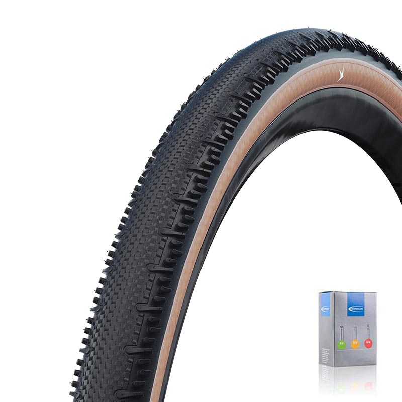 SCHWALBE Gravel Race Reifen G-One RS PRO 28x1.70 | 45-622 HS621 schwarz/bronze mit SV Schlauch