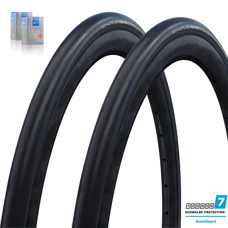 2x SCHWALBE Rennrad Reifen 28 Zoll One Plus Unplattbar falt schwarz | Schlauch wählbar