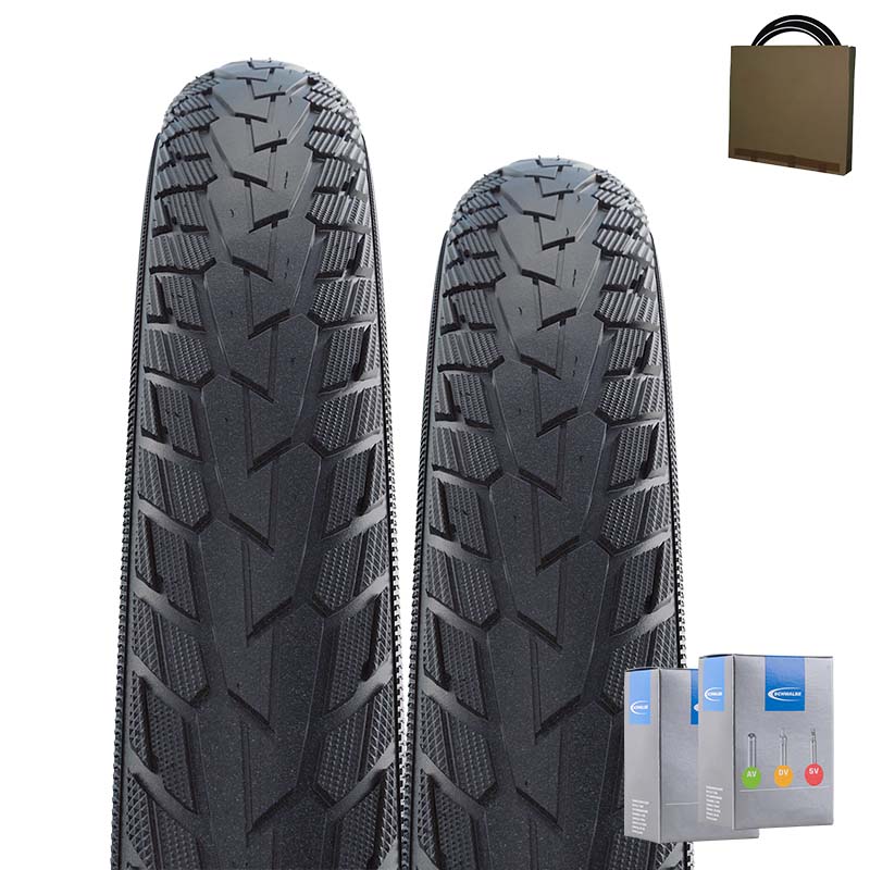 2x SCHWALBE Reifen Road Cruiser 24x1.75 | 47-507 HS484 schwarz mit DV Schlauch