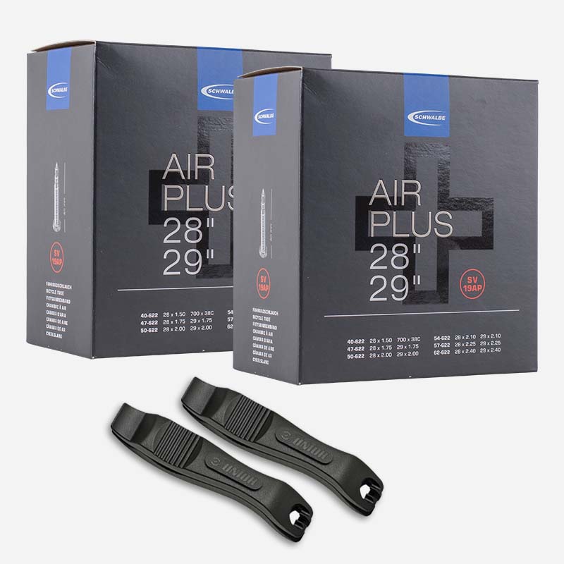 2x SCHWALBE Schlauch Air Plus SV19AP 29 Zoll 40/62-622 Sclaverand Pannenschutz mit Reifenheber
