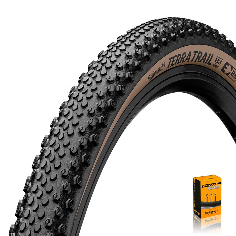 CONTINENTAL Gravel Reifen Terra Trail ShieldWall 28x1.70 | 45-622 schwarz/braun mit SV Schlauch