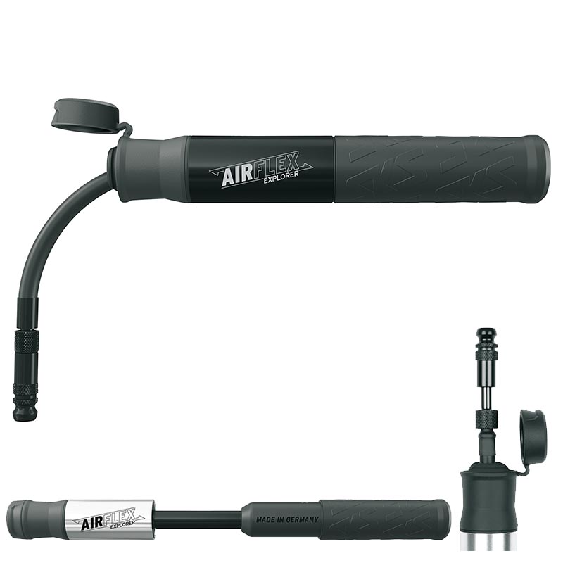 SKS Minipumpe AIRFLEX EXPLORER herausziehbarem Schlauch AV SV silber