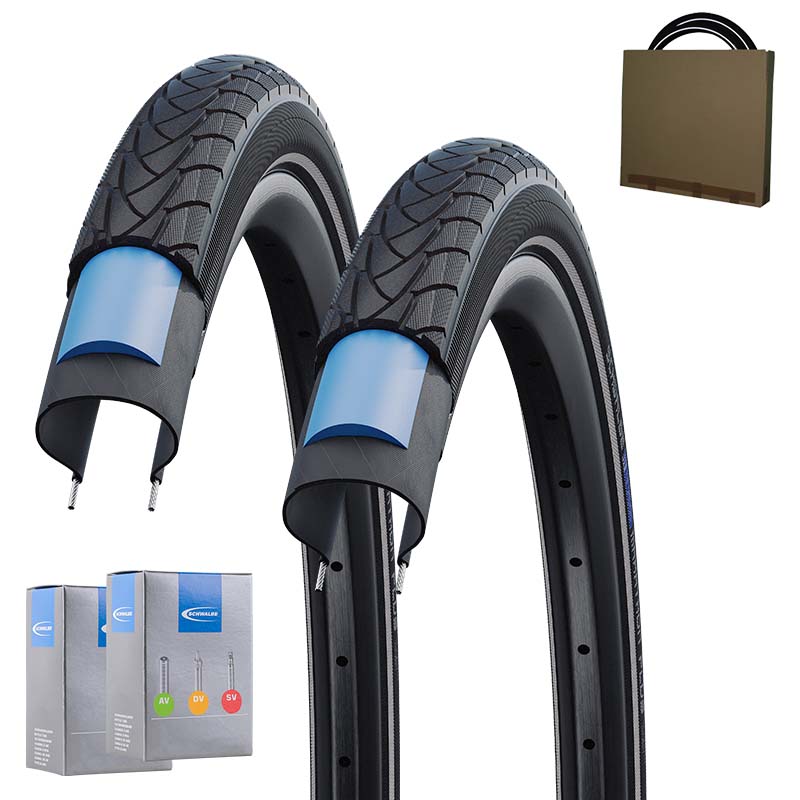 2x SCHWALBE Reifen Marathon Plus 27.5x1.50 | 40-584 Unplattbar Reflex mit SV Schlauch