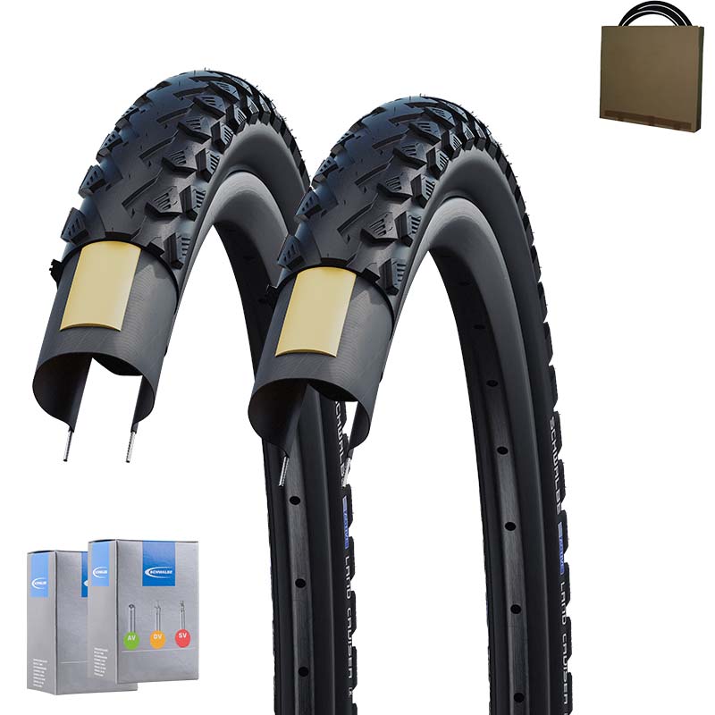 2x SCHWALBE Fahrradreifen Land Cruiser HS450 28x1.75 | 47-622 schwarz mit SV Schlauch