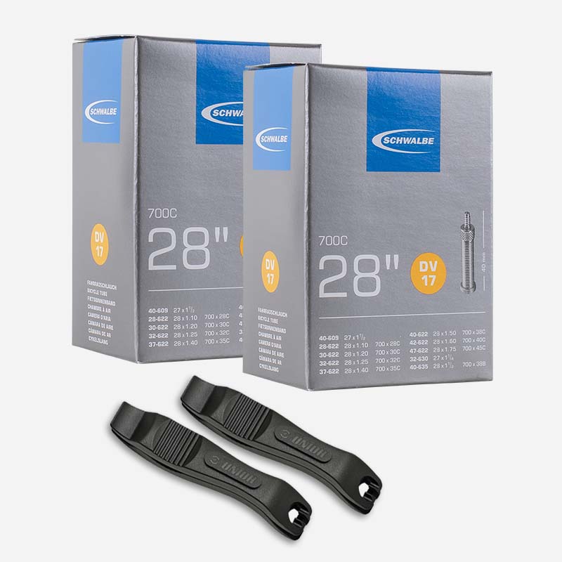 2x SCHWALBE Schlauch 28 Zoll DV17 28/47-622/635 Blitzventil mit Reifenheber