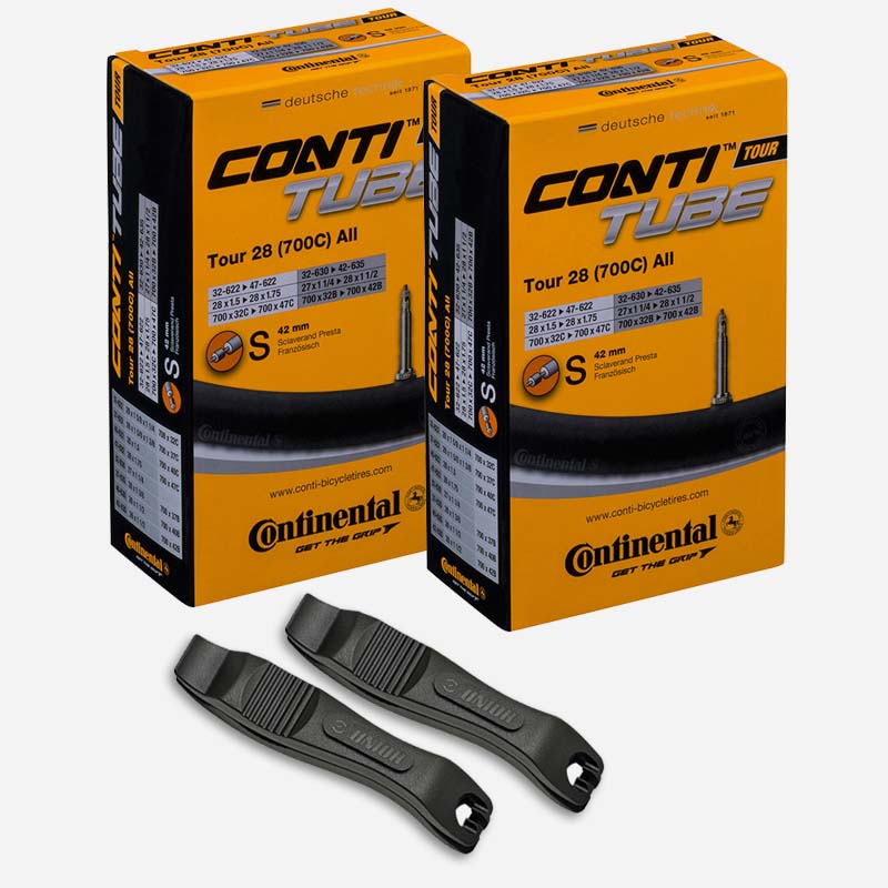 2x CONTINENTAL Touren Schlauch 28 Zoll | 32/47-622/635 Sclaverand 42mm m/o Reifenheber