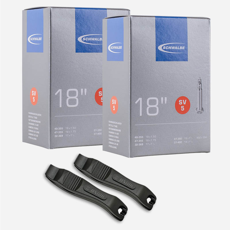 2x SCHWALBE Schlauch SV5 18 Zoll | 32/47-355/400 Sclaverand m/o Reifenheber