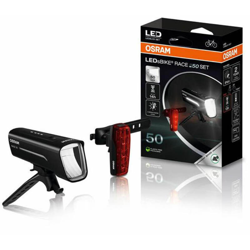 OSRAM LED Akku Beleuchtungsset Frontlicht 50 Lux + Rücklicht 