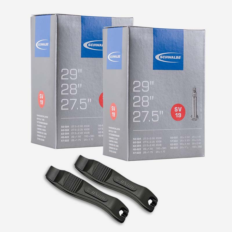 2x SCHWALBE MTB Fahrradschlauch 27.5/28/29 Zoll SV19 40/62-584/635 Sclaverand mit Reifenheber