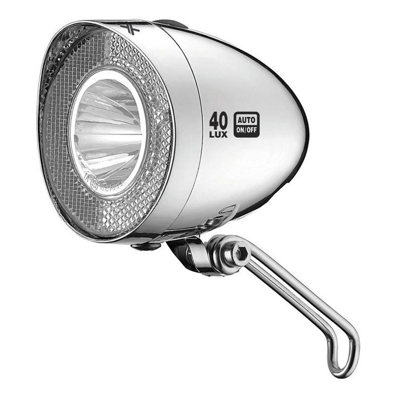XLC Retro LED Scheinwerfer für Nabendynamo Dynamo CL-D04 40 Lux Sensor Standlicht chrom