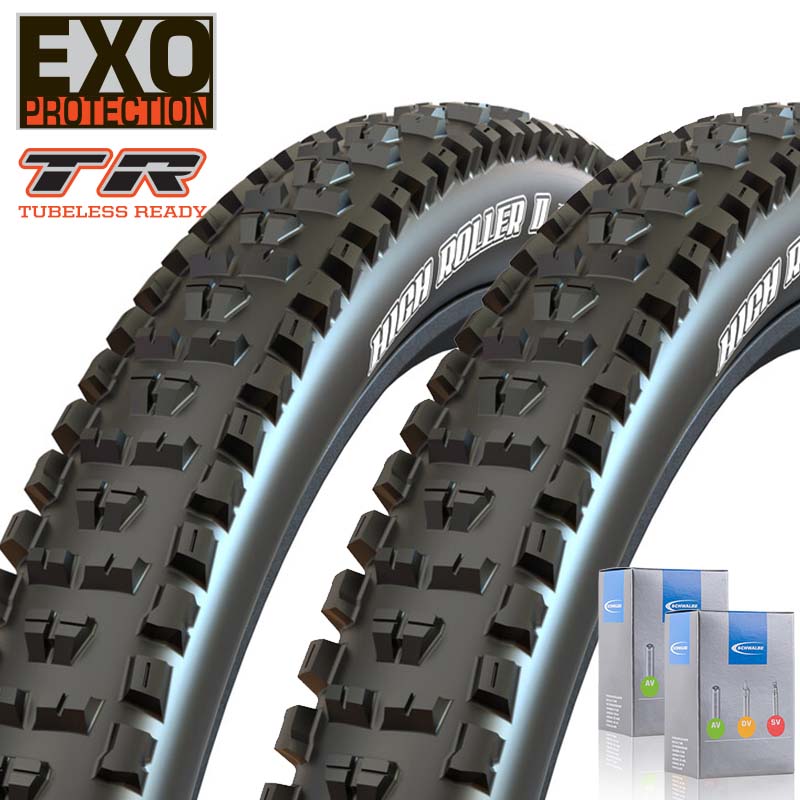 2x MAXXIS MTB Reifen Highroller II 29x2.30 | 58-622 TR Dual + EXO schwarz mit SV Schlauch