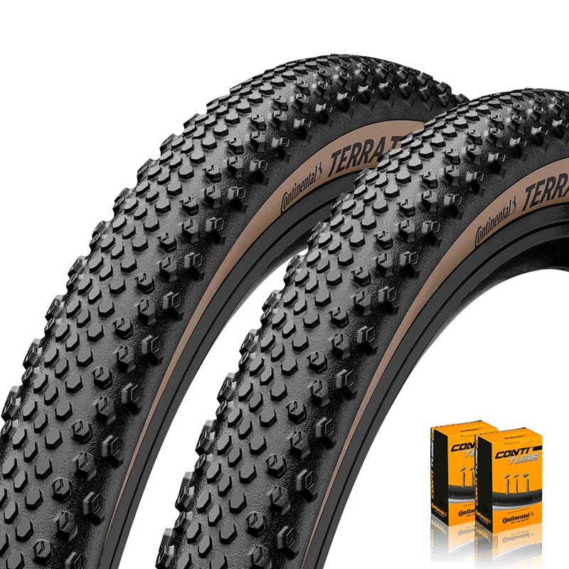2x CONTINENTAL Gravelbike Reifen Terra Trail ShieldWall 28 Zoll schwarz/braun | Schlauch wählbar