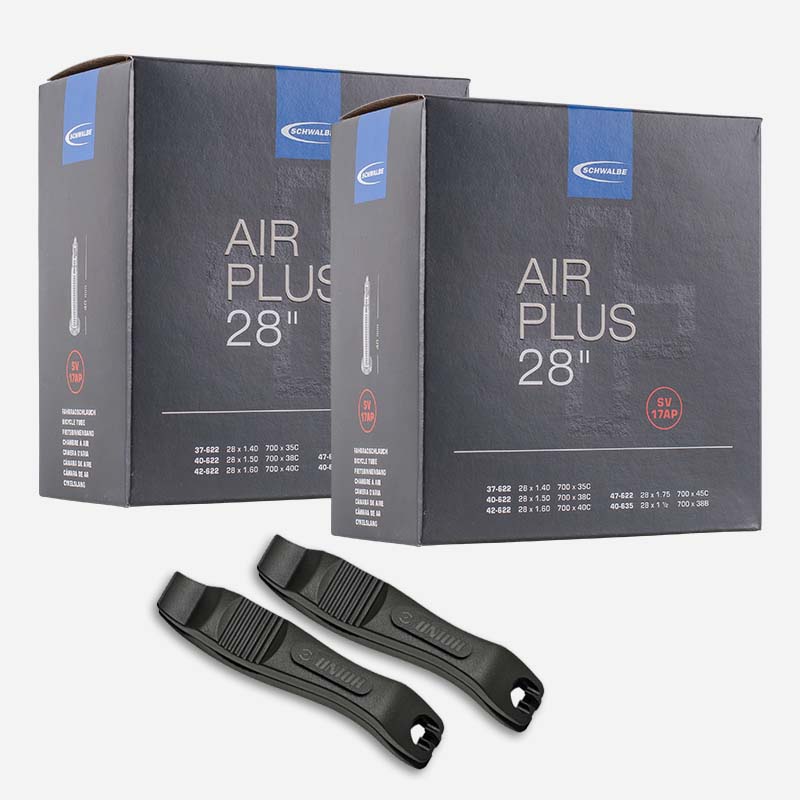 2x SCHWALBE Schlauch Air Plus SV17AP 28 Zoll | 37/47-622/635 Sclaverand Pannenschutz mit Reifenheber