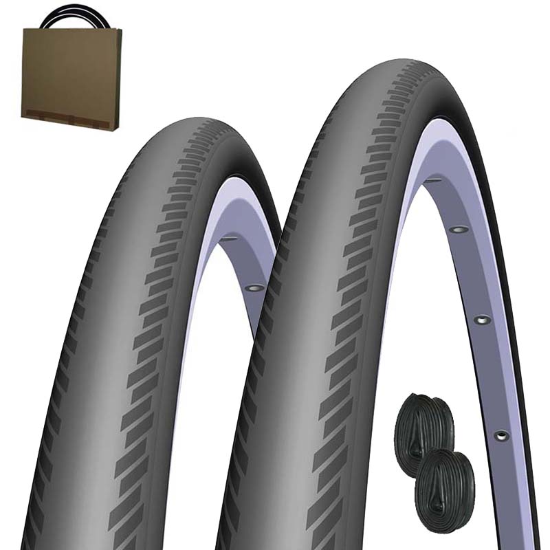 2x Rubena Rennrad Reifen Arrow R 16 25-622 | 700x25C schwarz | Schlauch wählbar