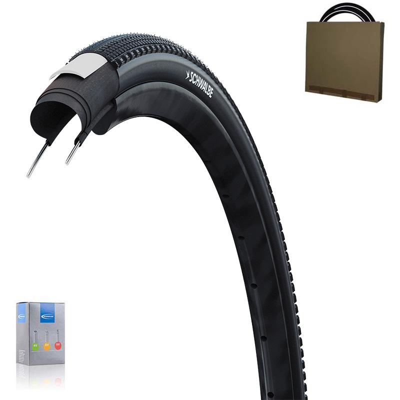 2x SCHWALBE Gravelbike Reifen 28 Zoll G-One Comp Plus Draht Pannenschutz schwarz/Relfex | Schlauch wählbar